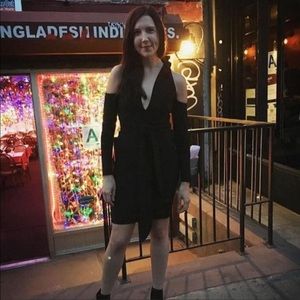 Bec & Bridge 🖤 Black Ponte Mini Cold Shoulder Dress